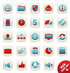 Set of red and blue stylish web/ business/ internet/ finance/ multimedia/ ecology icons and buttons;vector illustration, easy to edit