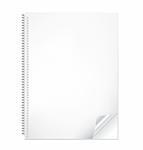 Realistic spiral notebook / notepad with  shiny bended corner for your design. Vector illustration is very detailed ,easy to edit, and isolated on white background.