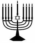 Illustrated silhouette of a Jewish Menorah