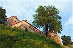 Summer evening view of Svirzh Castle (Lviv Oblast, Ukraine. Built in XV-XVII th century.)