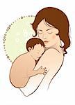 Vector illustration of a Mother with a child