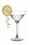 Martini with Lemon Cocktail on white background