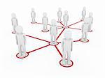 3d men network social red people connection teamwork