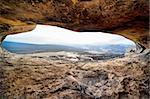 Beautiful landscape view from a cave in the rock