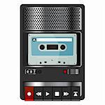 Vintage audio tape recorder isolated over white background