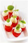 Appetizer with marinated mozzarella and snack tomatoes