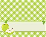 checkered background in a light green color decorated with apple. Vector