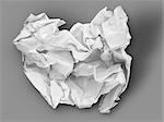 Crumpled White paper on Gray background