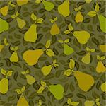 pear fruit leaf seamless vector pattern background