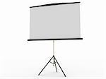 Blank portable projector screen isolated on white