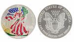 Painted walking liberty silver dollar 2000 isolated in white