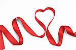 red heart ribbon bow isolated on white background