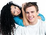 beautiful young couple in love  in studio