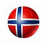 3D soccer ball with Norway team flag. isolated on white with clipping path