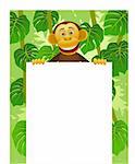 Chimpanzee cartoon and blank sign