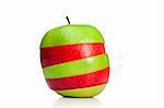 Combination of green and red apples on a white background
