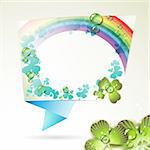 Abstract background with clover, rainbow and drops of water