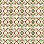 Retro style seamless pattern with flowers in the colors red, green, blue, orange, brown