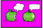 Apple with bubble speech / Fruit in pop art retro style