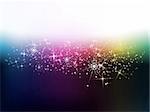 Dark winter background with shining rainbow sparks and snowflake.