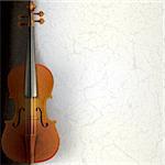 abstract music grunge background with violin on white