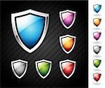 Shiny and colorful shields with chrome borders