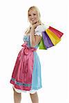 Woman in Dirndl with Shopping Bags