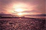 Sea stones at sunset