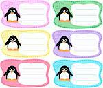book plates with penguin pattern