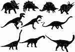 Dinosaurs silhouettes collection - vector