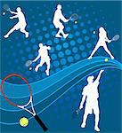 tennis players on the abstract background - vector