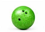 green bowling ball isolated on white background