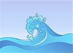 Cartoon water wave - vector illustration.