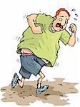 Cartoon of overweight runner trying to lose weight