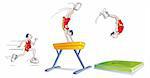 sequences of a man doing artistic gymnastics on the pommel horse