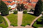 czech republic, prague - 18th century vrtba garden (vrtbovska zahrada) and st. nicholas church