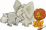 Cartoon illustration of african animals group