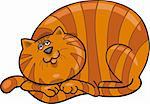 Cartoon illustration of happy fat red cat