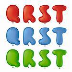 vector balloons in letters shape in red. blue and green colour