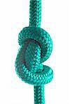 Rope with marine knot on white background