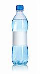 Soda water bottle with blank label isolated on white background. Clipping path