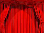 Theatrical curtain of red color - 3d