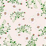 Seamless vector floral pattern. For easy making seamless pattern just drag all group into swatches bar, and use it for filling any contours.