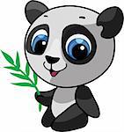 Vector illustration of a wild panda with a bamboo