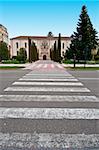 Crosswalk in Front of a Historic Building in Burgos, Spain