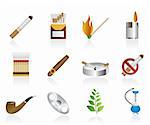 Smoking and cigarette icons - vector icon set