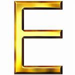 3d golden letter E isolated in white