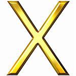 3d golden letter X isolated in white