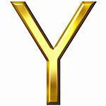 3d golden letter Y isolated in white