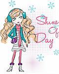 shine girl  illustration vector sketch drawing